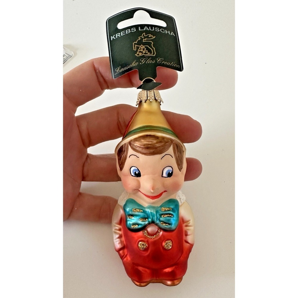 New Krebs Lauscha Christmas Ornament PINOCCHIO  Germany Blown Glass